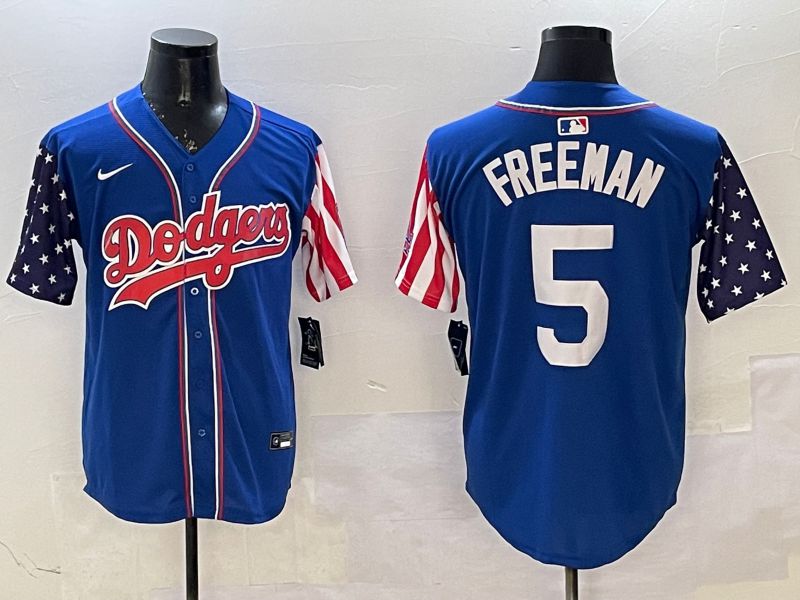 Men Los Angeles Dodgers #5 Freeman Blue a generation of national flags Joint name 2025 Nike MLB Jersey style 1->los angeles dodgers->MLB Jersey